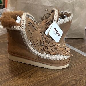 Mou Tan Suede Fringe Boots
